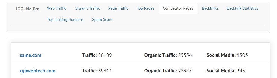 Competitor Pages Tool Example