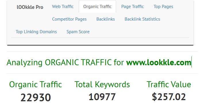 Organic Traffic Data lookkle